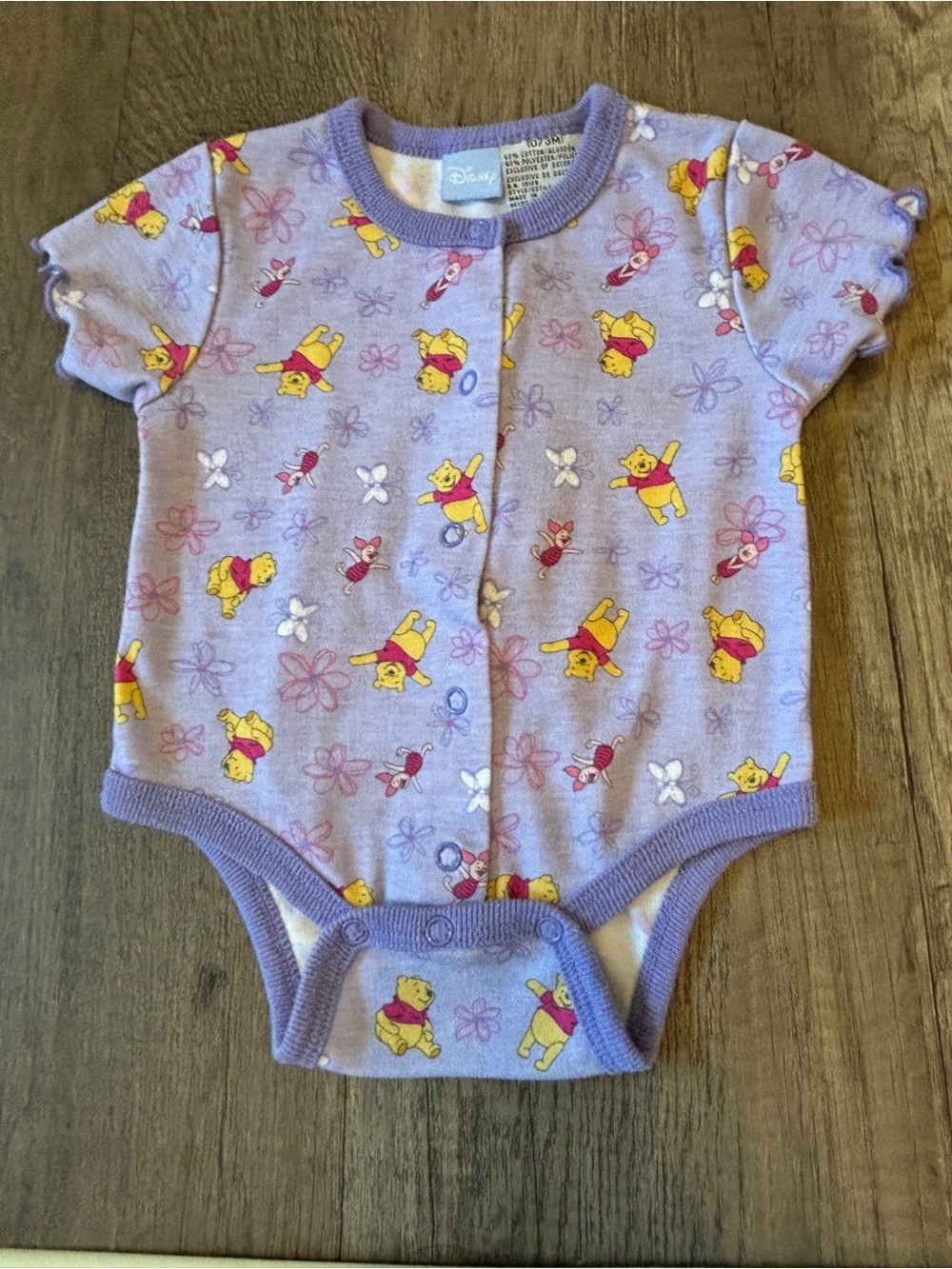 Vintage 2000s Y2K Disney Winnie The Pooh Baby Clothes Bodysuit Outfit Butterfly